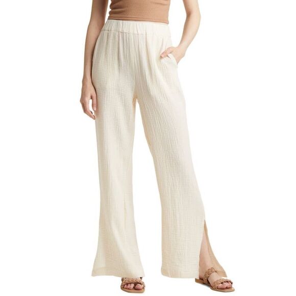 Sanctuary Easy Going Gauze Wide-leg Pants In Muslin - S - Picture 1 of 3